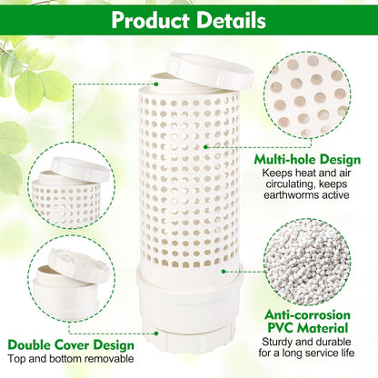 2 Packs Inground Worm Composter, Outdoor Worm Farm Compost Bin Kit with Lid for Raised Garden Beds