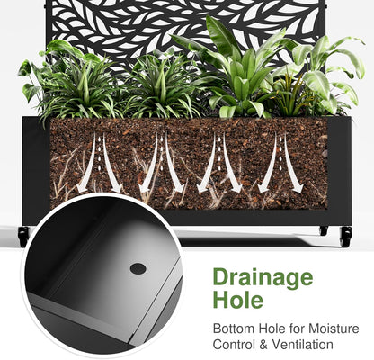 Casaphoria Metal Raised Garden Bed with Trellis and Wheels, 72"x35"x16" Planter Box for Climbing
