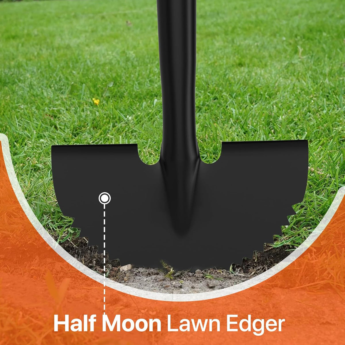 Manual Edger Lawn Tool, 41-inch Lawn Edger with Saw Tooth Blade, Half Moon Hand Edger with Metal
