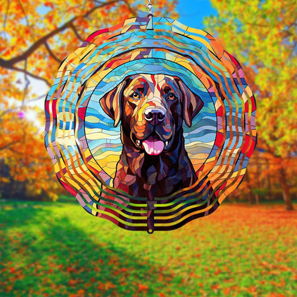 Labrador Retriever Wind Spinner Pet Dog Memorial Gifts 3D Metal Kinetic Hanging Wind Sculpture