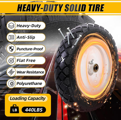 MZREXN 4.80/4.00-8" Flat Free Tire and Wheel 15" Solid Wheelbarrow Tires, 3.00-4.00/4.80-8" with
