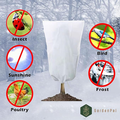 GardenPal Plant Covers Freeze Protection, 75''×90'' Thicken Frost Cloth with Drawstring Reusable