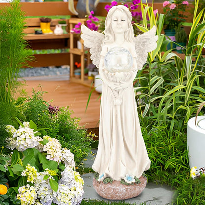 Angel Statue for Garden - 16.3 inches Guardian Solar Garden Statue, Gardening Gifts for Mom Grandma