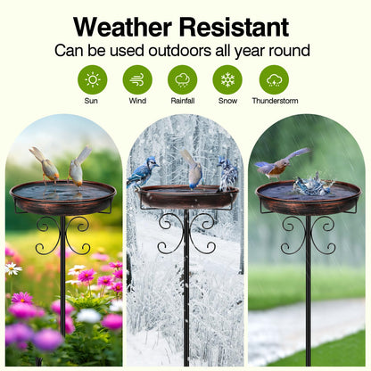Daoeny 35In Metal Bird Bath for Outside, Vintage Freestanding Birdbaths & Birdfeeder, Bird Baths