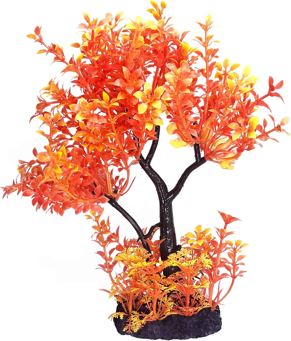 Mipukbay Aquarium Plants Tree - Orange Artificial Plastic Fish Tank Decor, Realistic Ornament Safe
