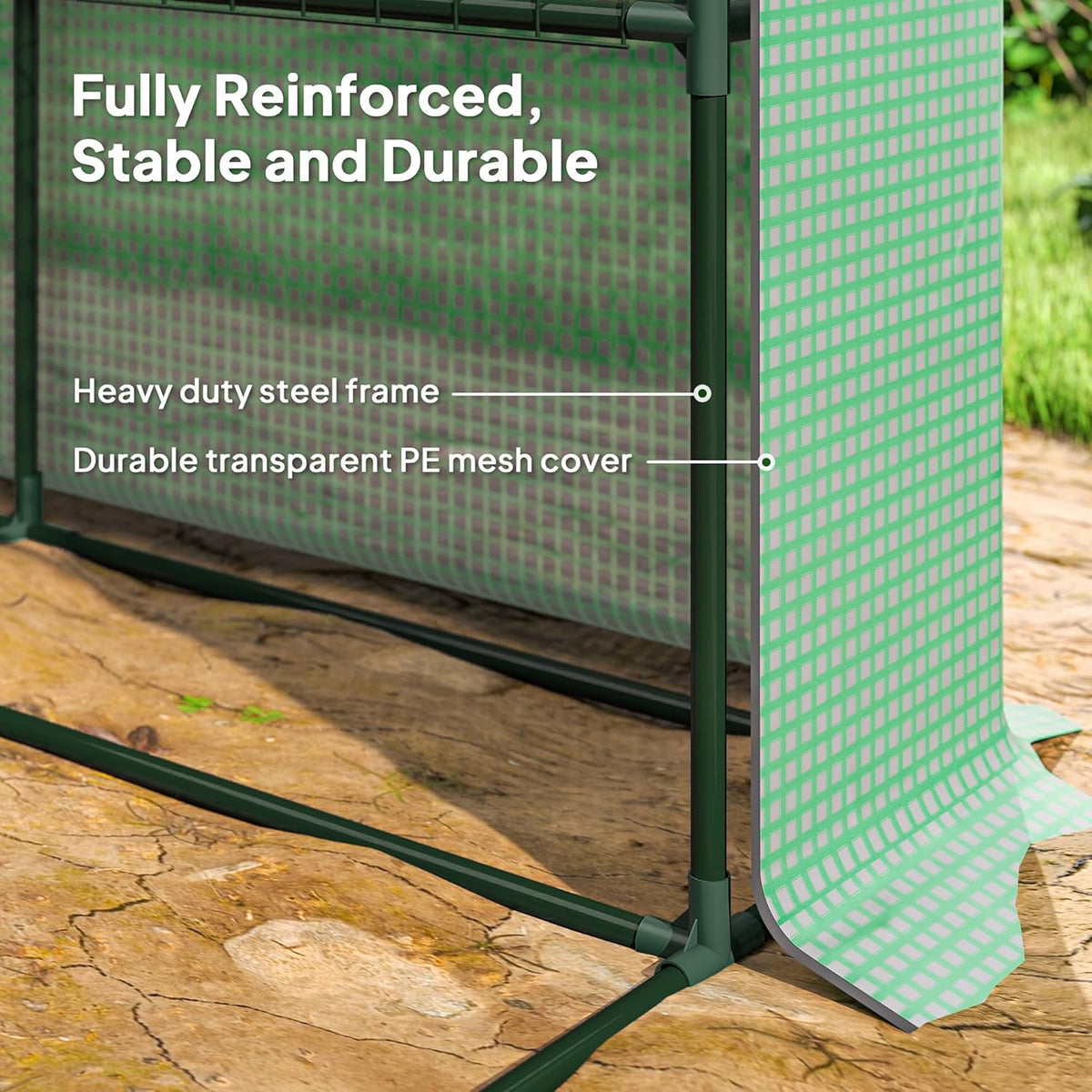 Outsunny 8' x 6' x 7' Walk-in Greenhouse, PE Cover, 4-Tier Shelves, Steel Frame Hot House, Roll-Up