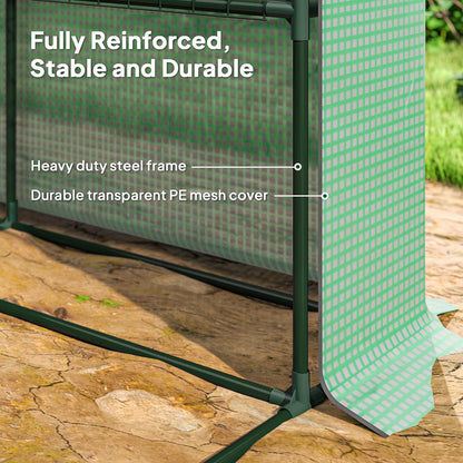 Outsunny 8' x 6' x 7' Walk-in Greenhouse, PE Cover, 4-Tier Shelves, Steel Frame Hot House, Roll-Up