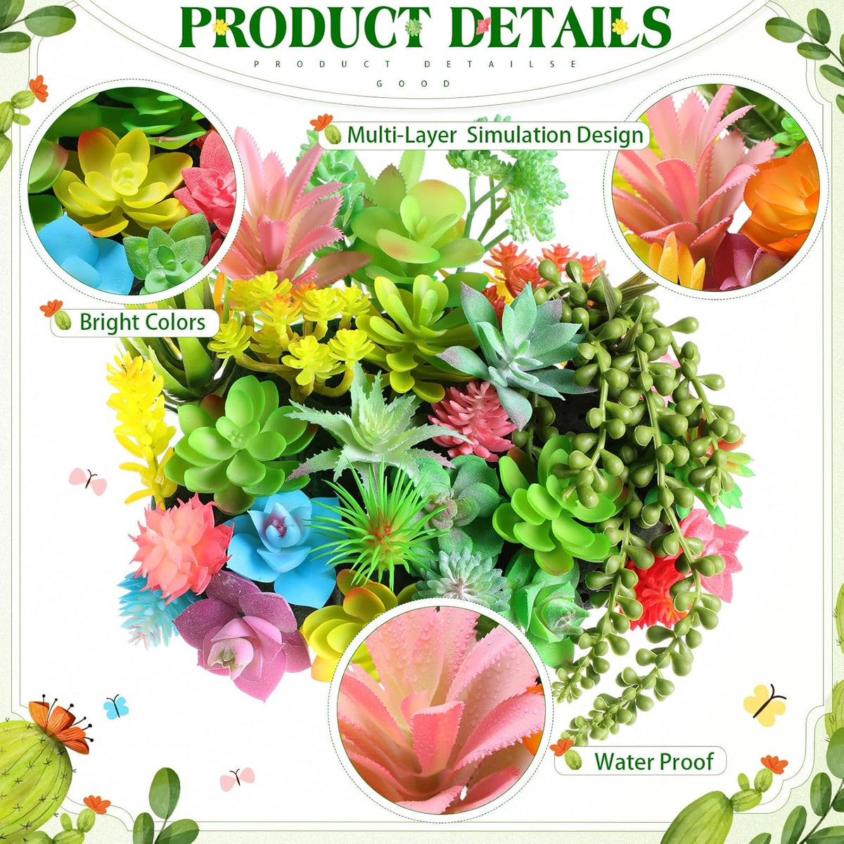 WILLBOND 50 Pcs 50 Pcs Bulk Mini Artificial Succulents Plants Assorted Unpotted Realistic Plants