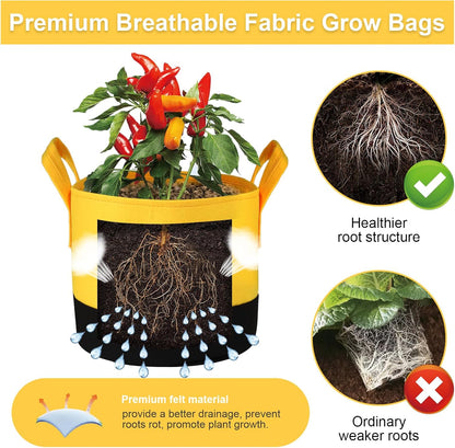 Grow Bags 10 Gallon,6 Pack Fabric Plant Pots with Handles Planter Bag for Outdoor Garden Planting