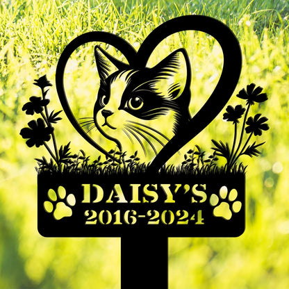 Custom Pet Grave Makers Cat Outdoor, Personalized Cat Memorial Headstones and Grave Makers for Pet