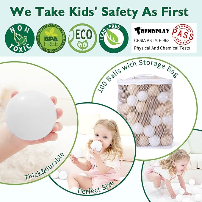 TRENDPLAY Plastic Balls for Ball Pits 2.2 Inch, Pack of 50 100 200 500 Hollow Balls, Perfect for
