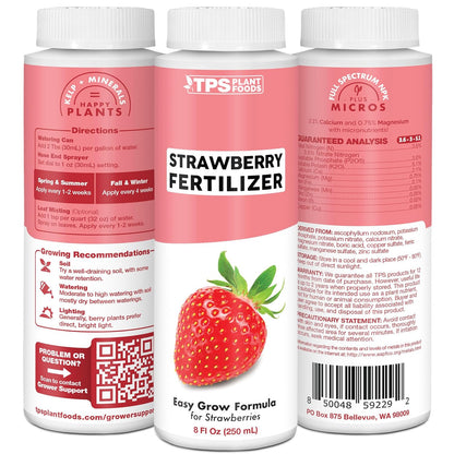 Strawberry Fertilizer for Fruit and Berry Gardens, Liquid Plant Food 8 oz (250mL)