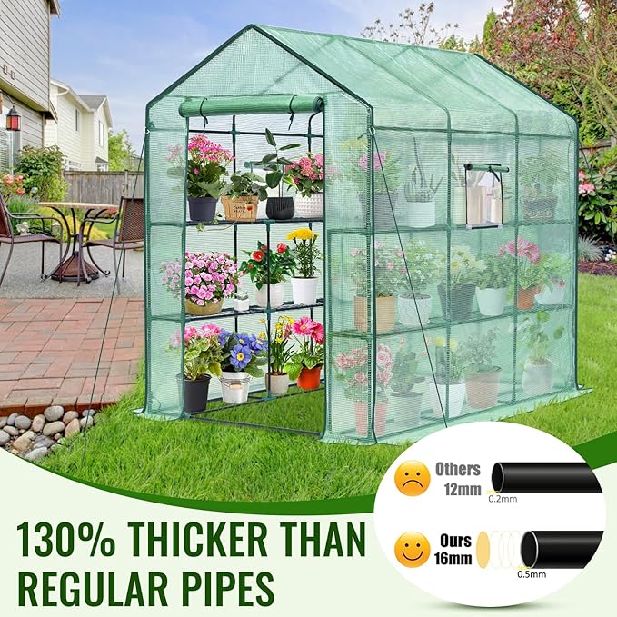 Greengro Greenhouse, 57 x 85 x 76'' Greenhouses for Outdoors, Portable Greenhouse Kit with Mesh