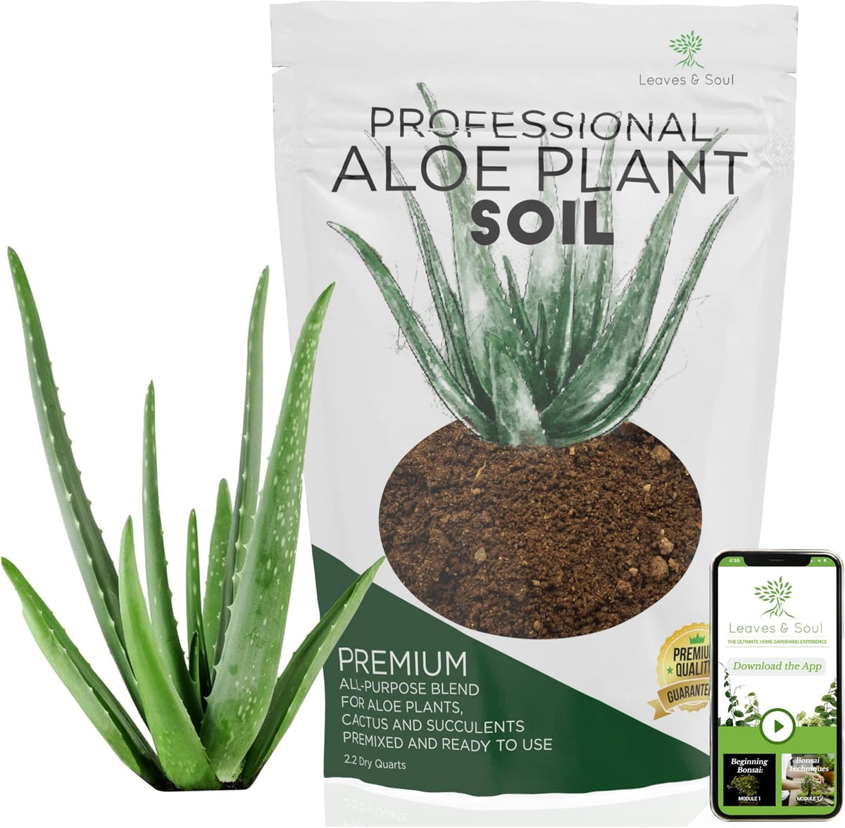 Professional Aloe Plant Soil | Premium All Purpose Blend | Large 2.2 Quarts | Ready to Use for