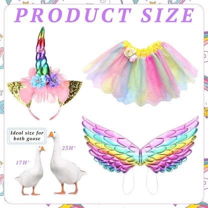 Abbylike Unicorn Goose Outfits Halloween Porch Goose Costume for 23'' Cement Statue Unicorn