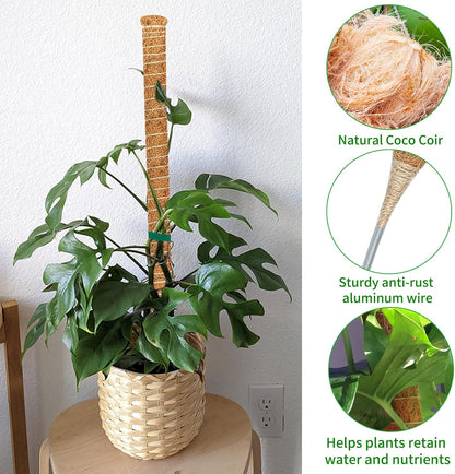3 Pack Moss Pole, 26.8-Inch Moss Poles for Plants Monstera, Bendable Plant Support Stakes for