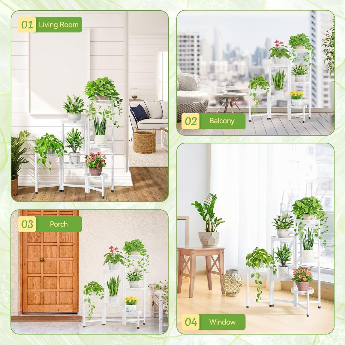 iDavosic.ly Plant Stand Indoor Outdoor, 6 Tier Corner Metal Flower Display Holder Shelf, Folding