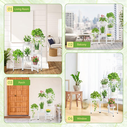 iDavosic.ly Plant Stand Indoor Outdoor, 6 Tier Corner Metal Flower Display Holder Shelf, Folding