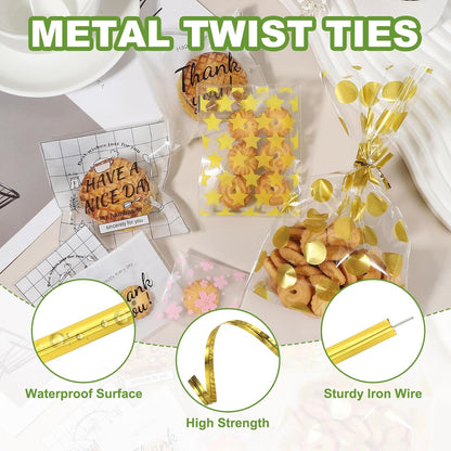 PATIKIL Bag Twist Ties 3 Inch, 800 Pcs Metallic Bread Ties for Treat Plastic Bags Gift Wrapping