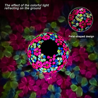 VOREEN Mosaic Solar Glass Gazing Ball, 10" Outdoor Multicolor Gazing Globe, Handmade IP44
