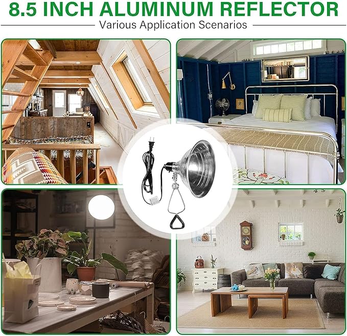 Simple Deluxe Clamp Lamp Light 150 Watt with 8.5 Inch Aluminum Reflector (no Bulb Included), 6 Feet