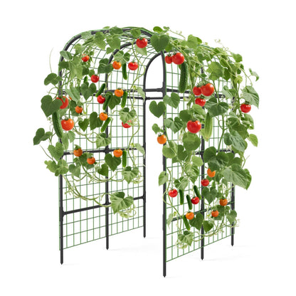 Metal Garden Arch Trellis, 7.3Ft Black for Raised Beds, Plant Support for Cucumbers & Climbing