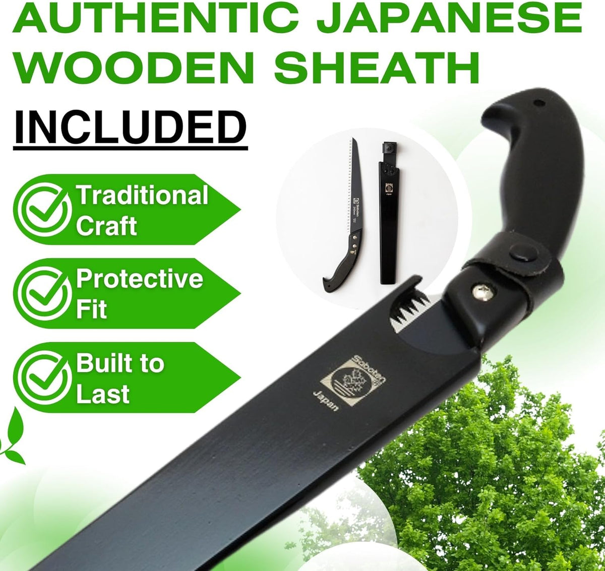 Saboten Japan 9.4" Japanese Pruning Saw – Fluorine-Coated High-Carbon Steel Blade, Traditional