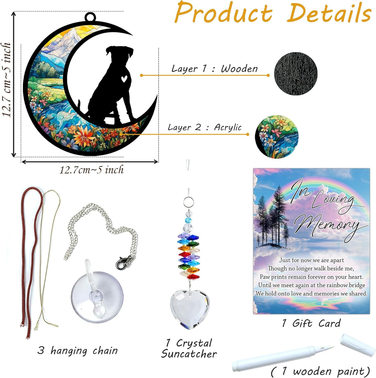 Boxer Suncatcher, Personalized Pet Loss Gift with Name & Date, Heart-Shaped Crystal Sun Catcher
