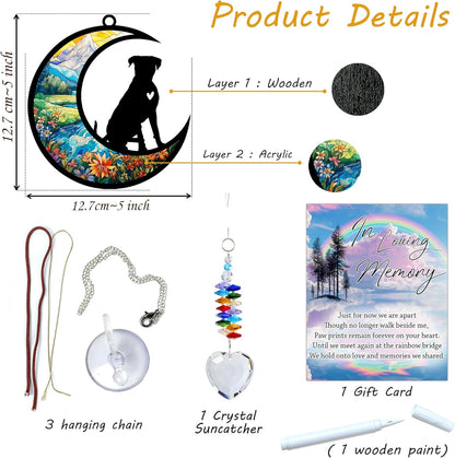 Boxer Suncatcher, Personalized Pet Loss Gift with Name & Date, Heart-Shaped Crystal Sun Catcher