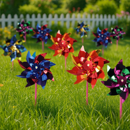 JOHOUSE 100PCS Plastic Rainbow Pinwheels for Kids - Party Favors, Garden Yard Decorations, DIY