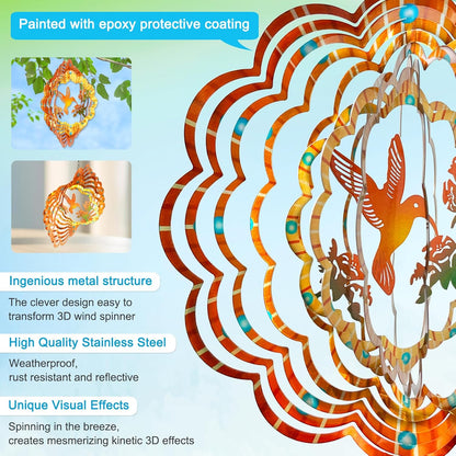 Goolyrusim Hummingbird Wind Spinner, Hummingbird Gifts for Women Mem, Humming Bird Wind Spinners