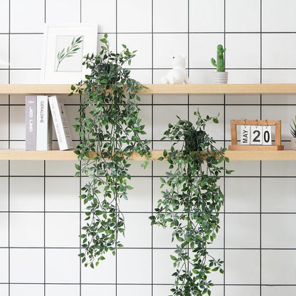 BLEUM CADE Fake Hanging Plants, 2pcs Artificial Hanging Potted Plant, Faux Mandala Vines Hanging