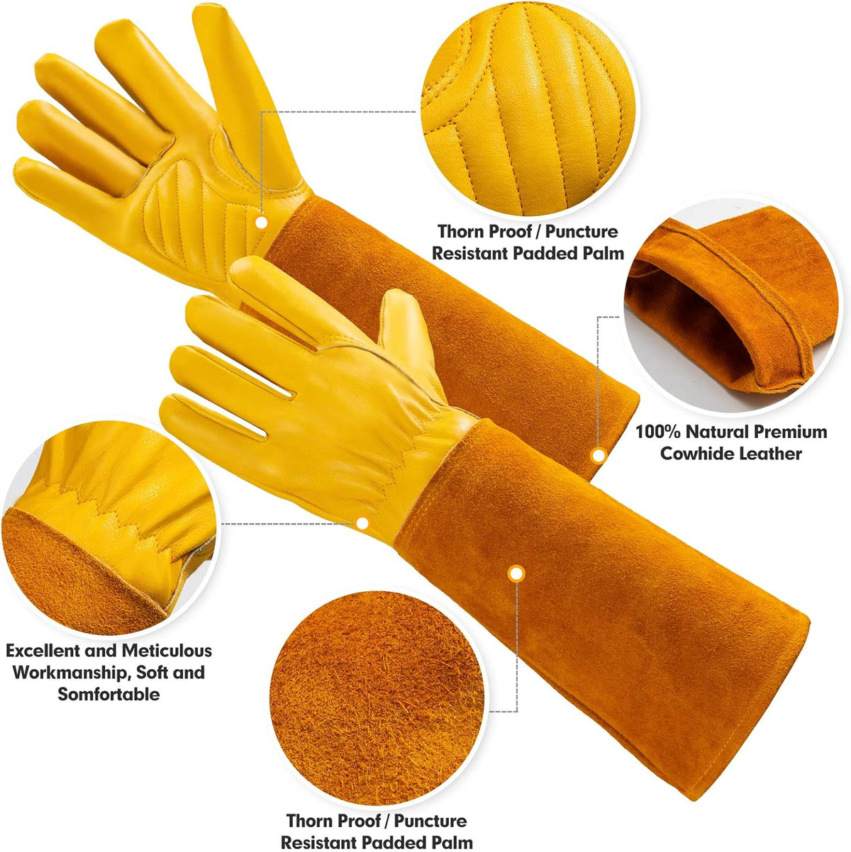 Acdyion Gardening Gloves for Women/Men Rose Pruning Thorn & Cut Proof Long Forearm Protection