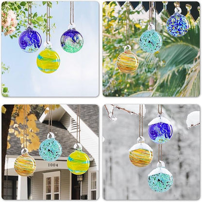 VCUTEKA Hanging Garden Gazing Ball, Hand-Blown Glass Witch Ball for Outdoor Garden Décor, 6pcs 3"