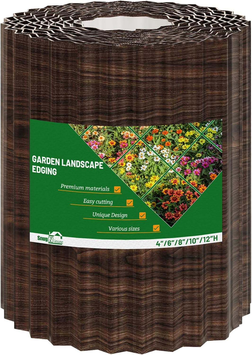 SnugNiture Corrugated Metal Garden Edging,10" x 20' Sturdy Lawn Edging Border,Landscape Edging
