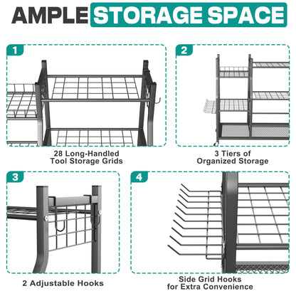 EVERHANGER Garden Tool Organizer Stand, Garage Tool Storage Organization, Yard Tool Racks with
