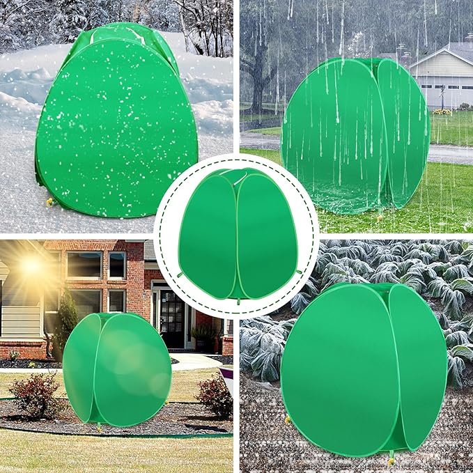 4 Pack Plant Covers Freeze Protection, 28x28x33 Winter Shrub Frost Covers for Outdoor Plants, Warm