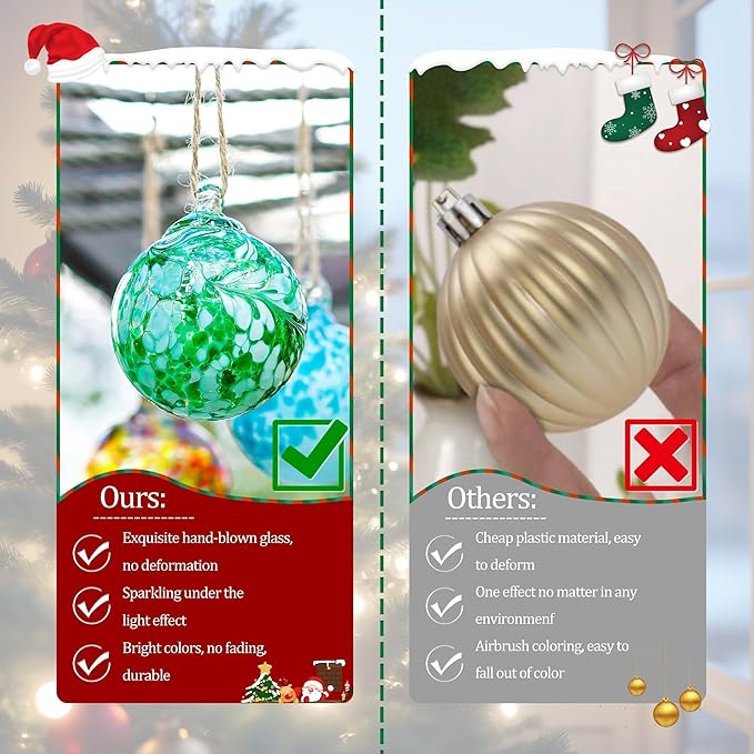 Hand Blown Glass Gazing Balls for Garden Hanging Friendship Balls Christmas Ball Ornaments for Xmas