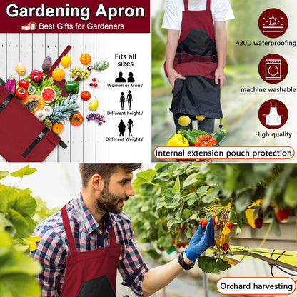 Tintsabo Gardening Apron, Harvest Apron Gardening Gifts for Men Gardening Apron with Pockets for