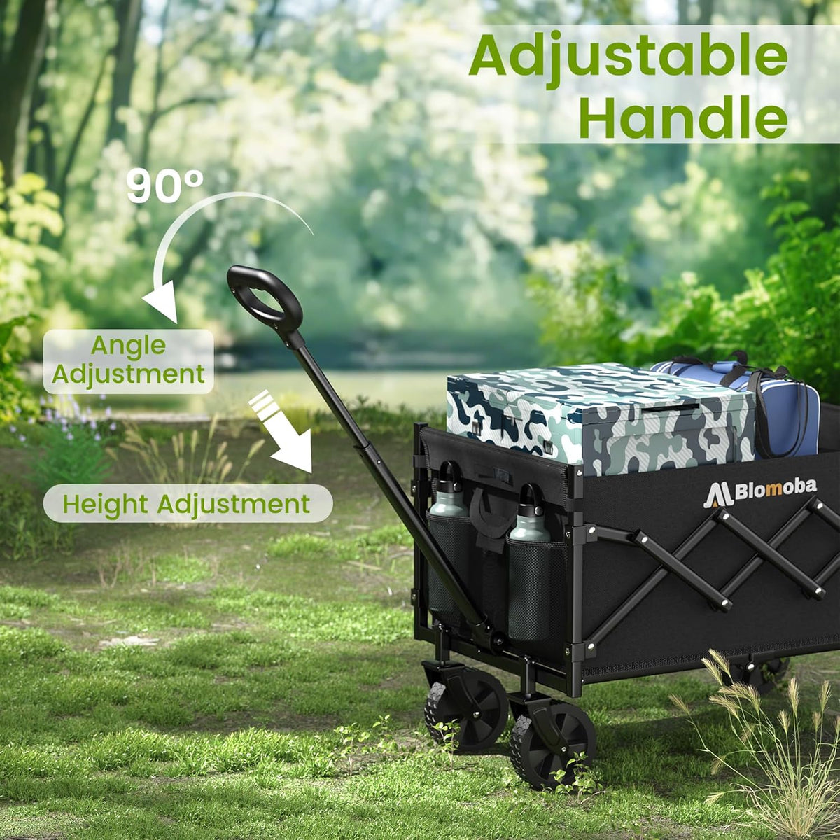 Collapsible Wagon with Wheels, 220 lbs Wagons Carts Foldable Wagon Cart with Flexible Handle