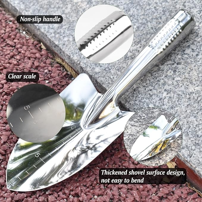 Garden Shovel Hand Trowel, Stainless Steel Gardening Hand Tools, Spade Shovel for Planting