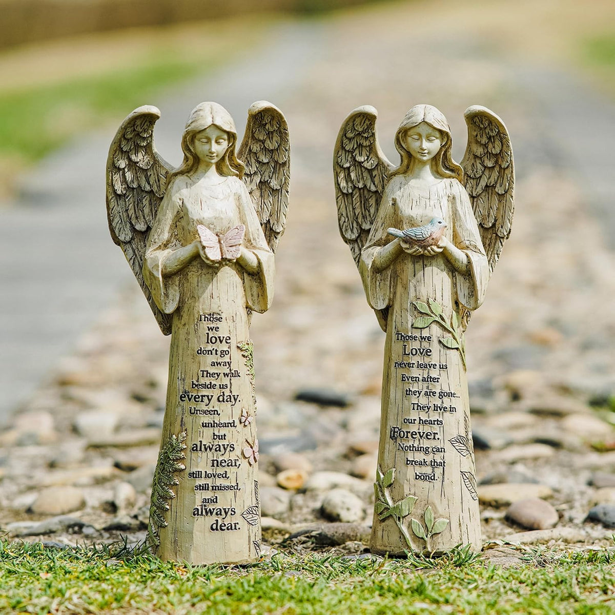 Topadorn Angel Statue Decoration for Garden & Patio, Standing Angel with Butterfly Memorial Resin
