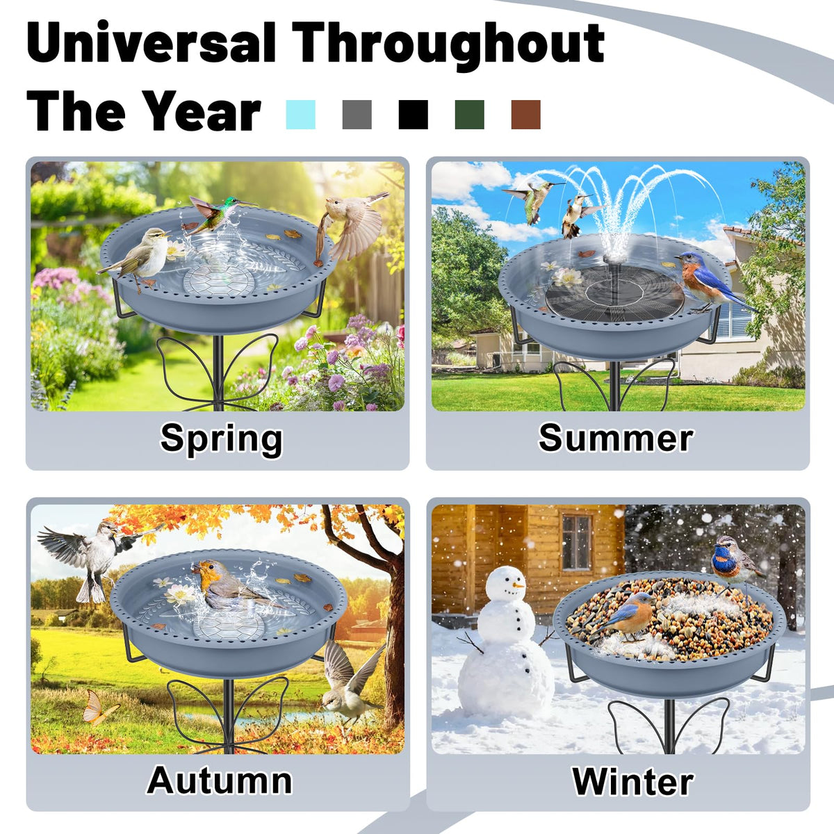 YOADEHOA Bird Bath for Outside, Garden Freestanding Birdbath & Birdfeeder with Removable Bowl, Bird