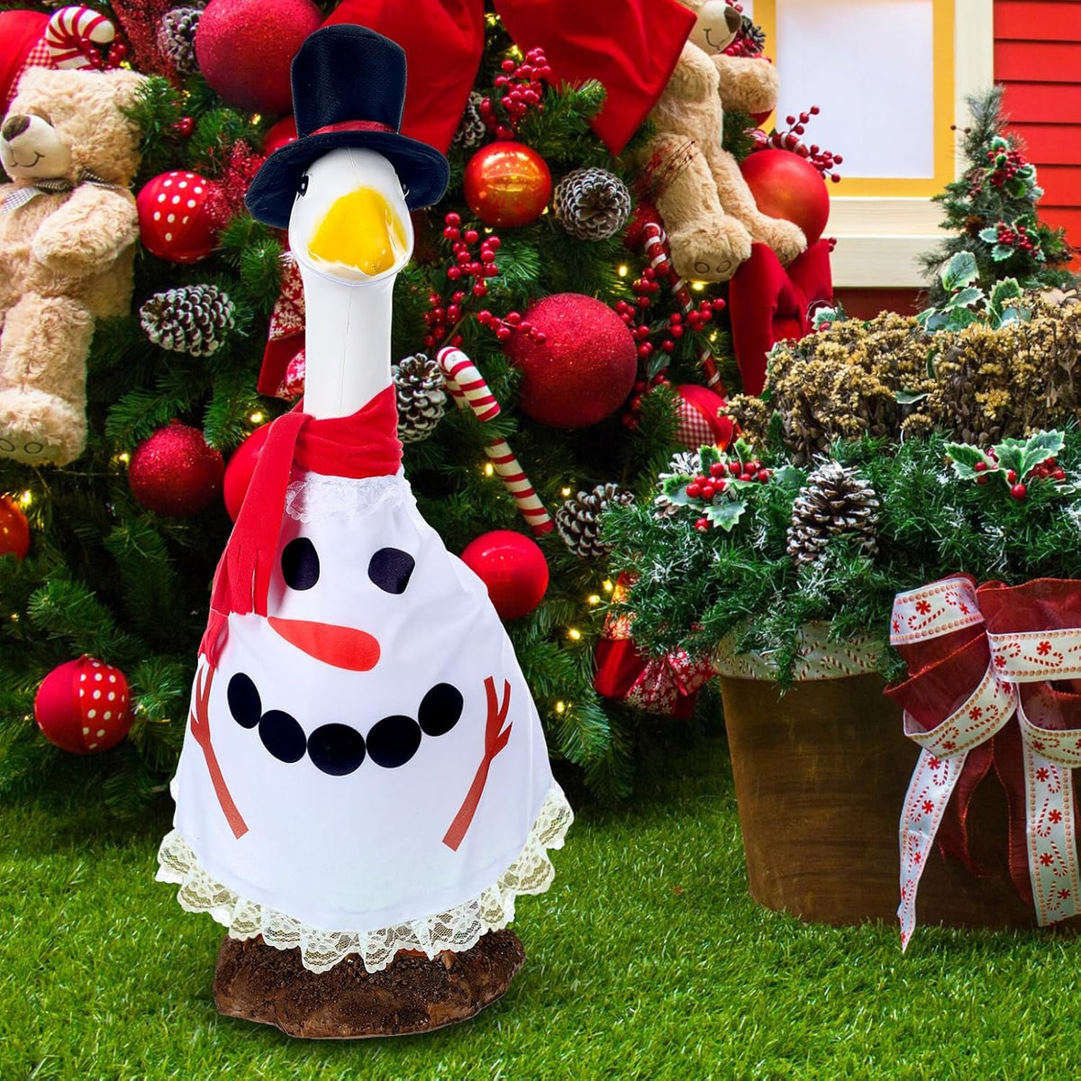 Christmas Snowman Goose Outfit Clothes for 23" High Cement or Plastic Goose Lawn Clothing Porch