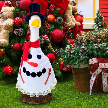 Christmas Snowman Goose Outfit Clothes for 23" High Cement or Plastic Goose Lawn Clothing Porch