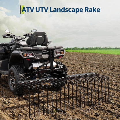 Tow Behind Landscape Rake, 60" Tow Dethatcher with 21 Steel Coil Tines, Lawn Dethatcher Rake