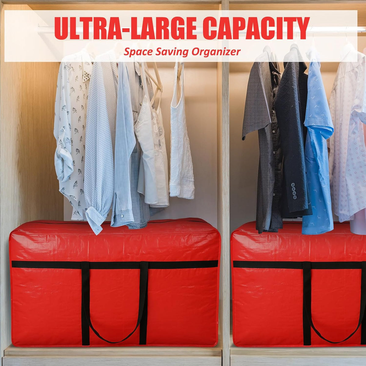 4 Pcs 66 Gallon Large Moving Bags with Zipper and Handles Foldable Storage Duffle Bags Heavy Duty