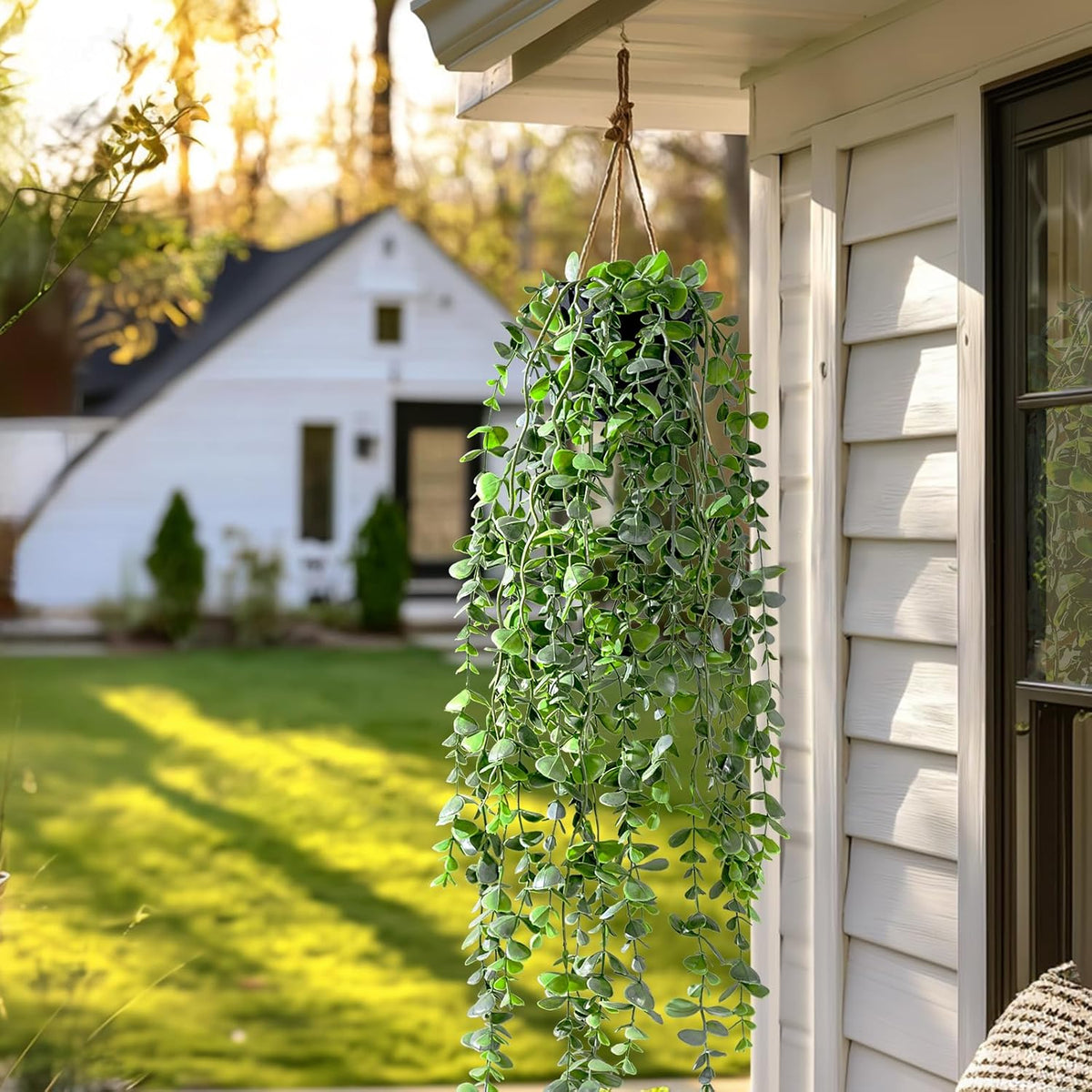 Artificial Hanging Plant 2 Pcs Faux Plant Ivy Vine Faux Eucalyptus Vines Fake Potted Greenery for