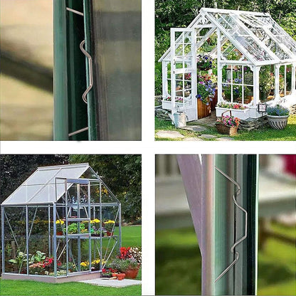 100 PCS Greenhouse Glazing Clips, Stainless Steel W Type Clip, Aluminium Greenhouse Care, W-Wire