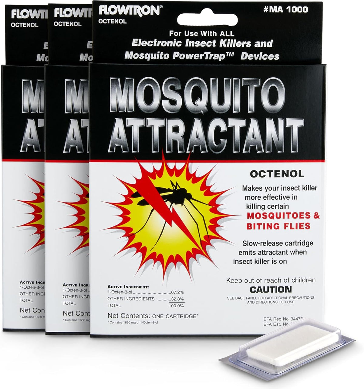 Flowtron MA-1000 Octenol Mosquito Attractant Cartridge, Compatible with BK-15, BK-40, BK-80